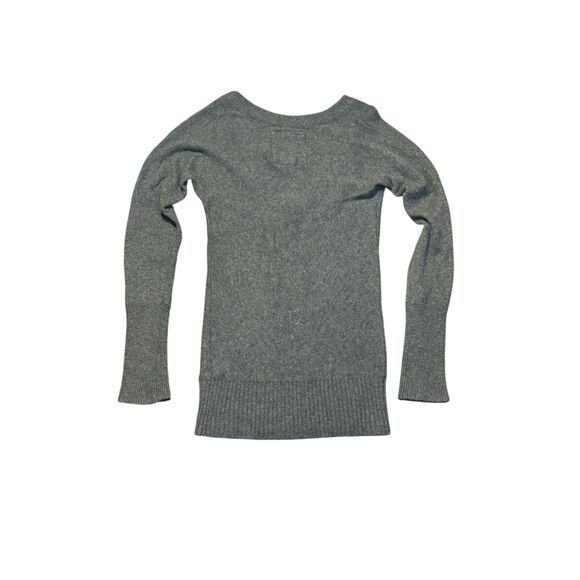 Hollister Y2K Gray knit Ribbed Trim V Neck Sweater Cotton Rabbit Hair 90s sz L - Picture 5 of 8